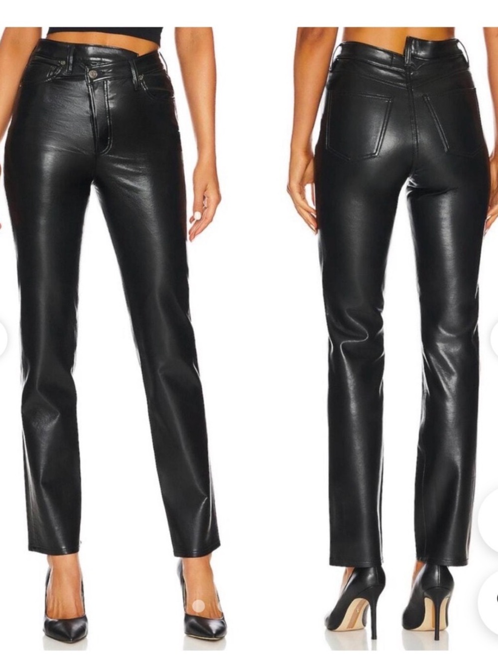 Agolde Black Straight-Leg vegan Leather Pants